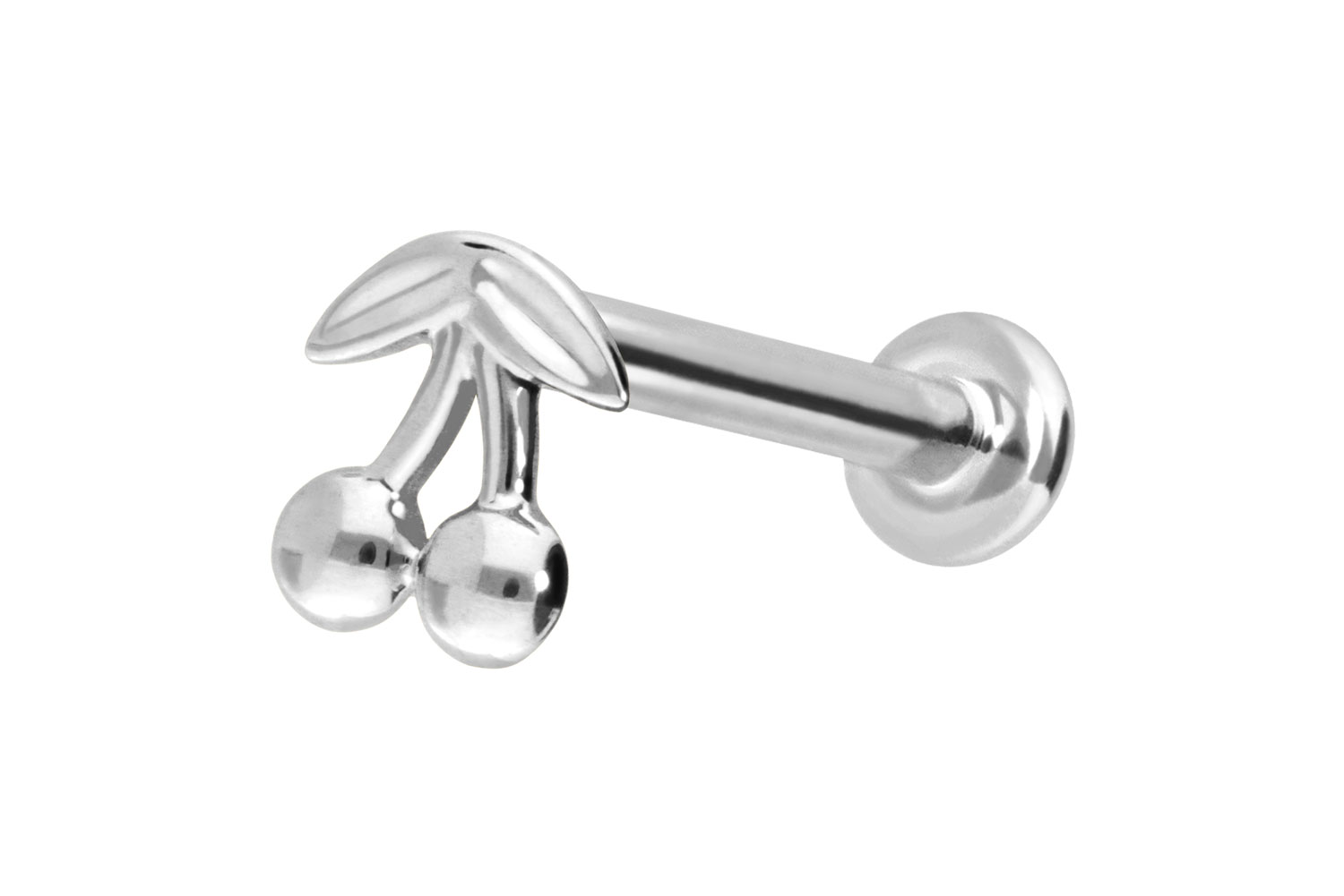 14 Karat Gold Labret mit Push Fit KIRSCHEN